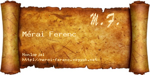Mérai Ferenc névjegykártya